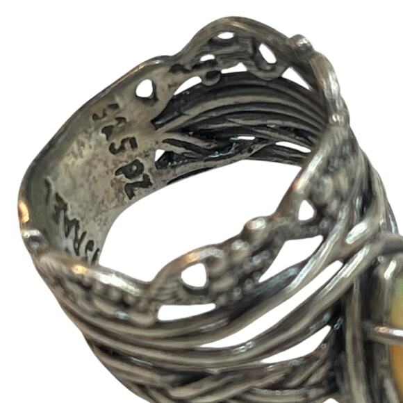Unique ISRAEL 925 SILVER RING Green Stone Size 5.5 - Picture 5 of 5